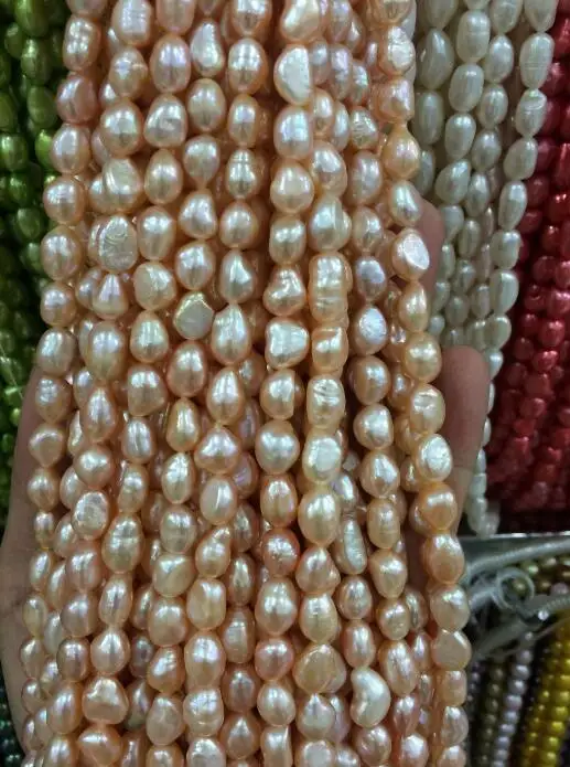 Ювелирные изделия Жемчужное ожерелье 8-9 мм Вода Розовый Пресноводный