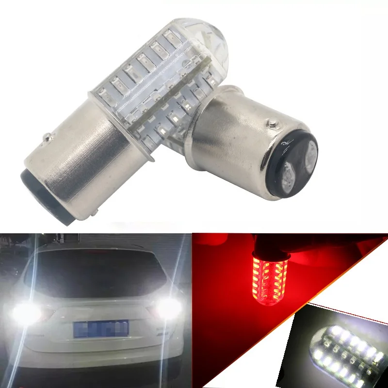 

1pcs LED Strobe brake light 1157 3014 48smd BAY15D P21W 1156 BA15S Turn signal motorcycle lamp led bulbs canbus red White DC 12V