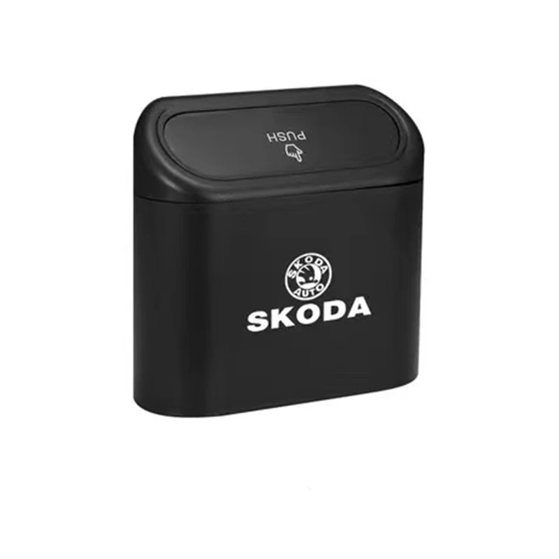 

For Skoda Car Trash Bin Hanging Vehicle Garbage Dust Case Storage Box Square Pressing Type Trash Can Auto Interior Accessories