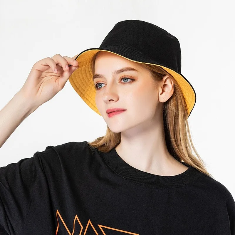 Женская двусторонняя шляпа унисекс однотонная уличная шапка в стиле хип-хоп с