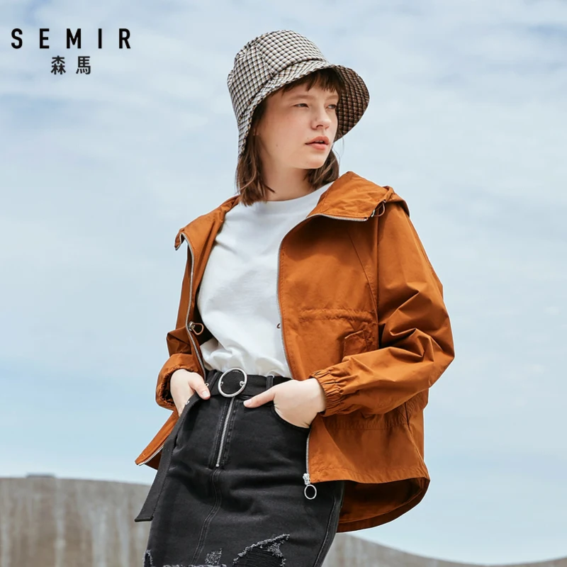 SEMIR Женская куртка на осень и зиму с капюшоном завязках контрастная вышивка