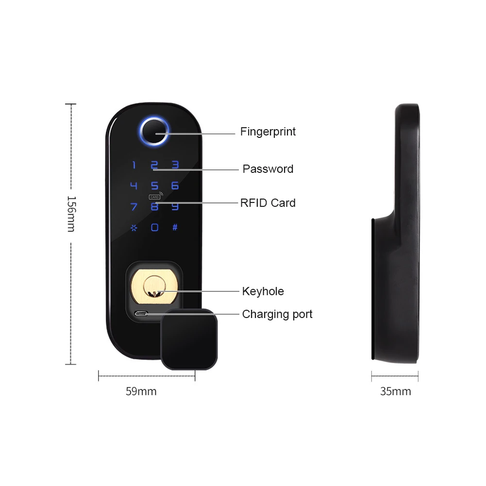 R5 Tuya Smart Wifi Unlocking Lock Biometric Fingerprint Security Intelligent APP Remote Password RFID Card Door | Безопасность и