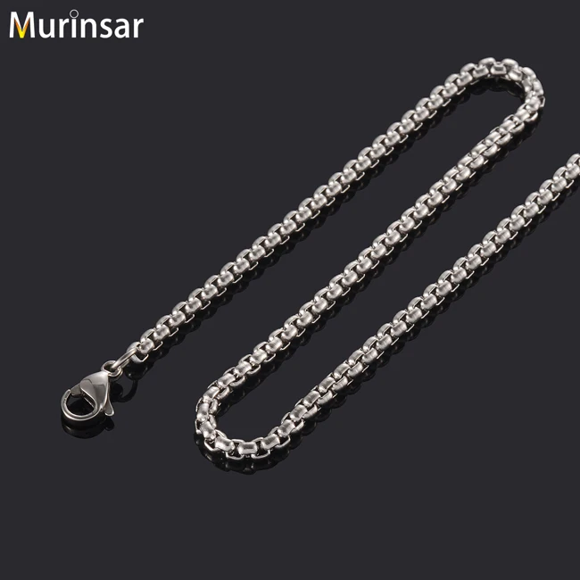 Men's Stainless Steel Necklace Width 3/4mm Round Box Link Chain High QualityFashion Women Stainless Steel Jewelry Gift