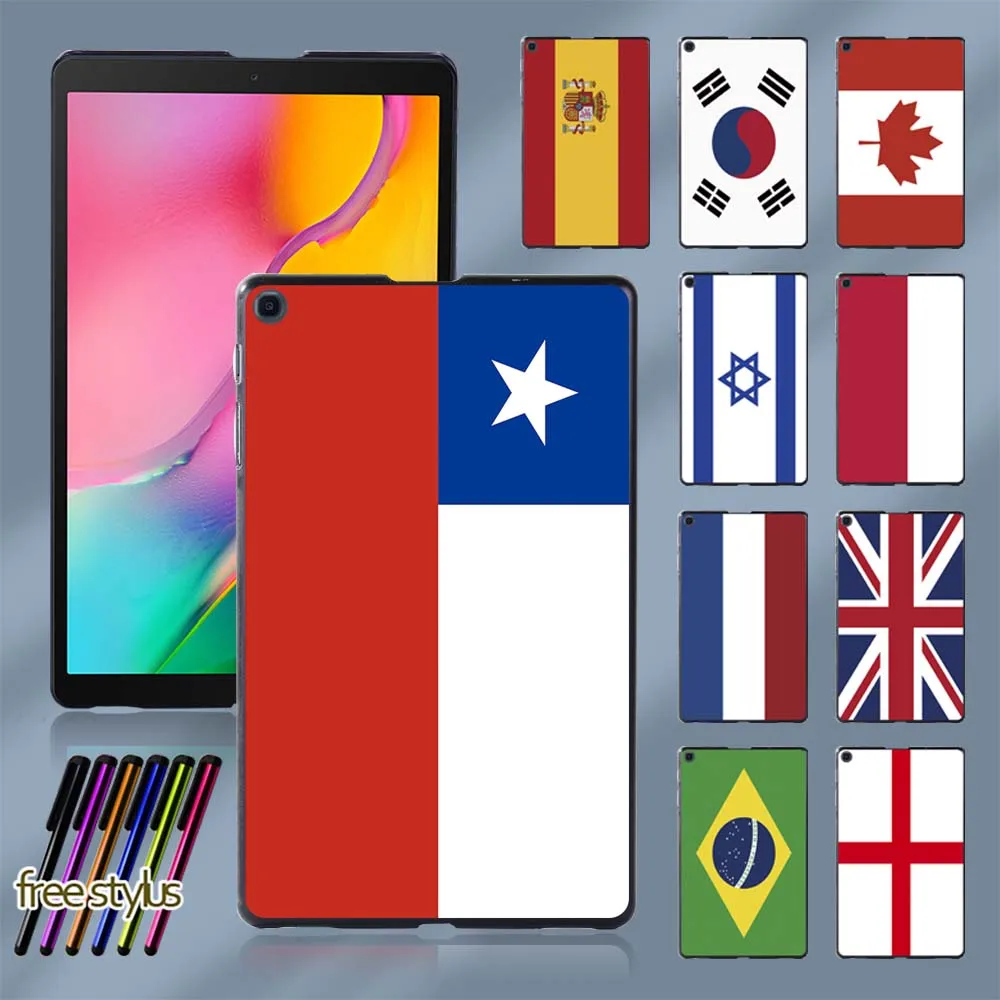 

Durable Slim Tablet Hard Back Shell for Samsung Galaxy Tab A 8.0 (2019) T290 T295 Flag Pattern Plastic Cover Case + Free Stylus