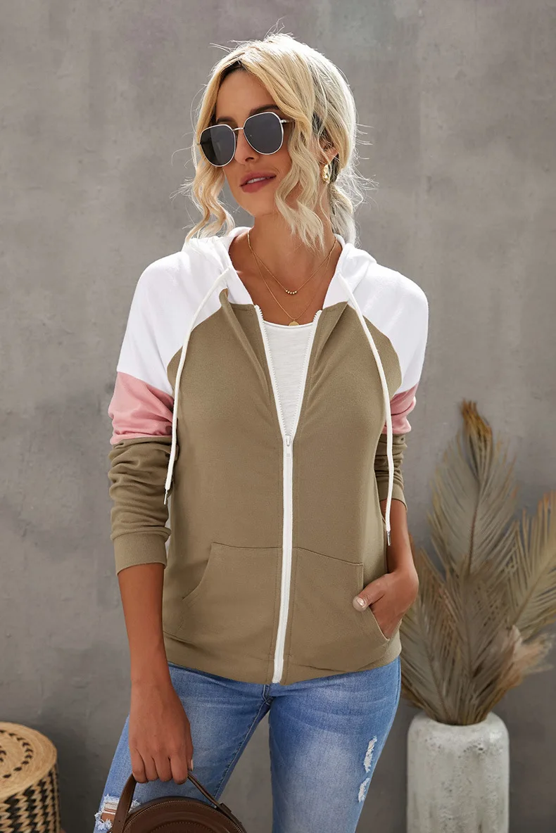 

Женская толстовка с капюшоном и длинным рукавом, на молнии