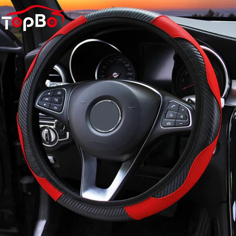 

Противоскользящий чехол рулевого колеса автомобиля из искусственной кожи чехлы для руля подходит 37-38 см автомобильные аксессуары для руля