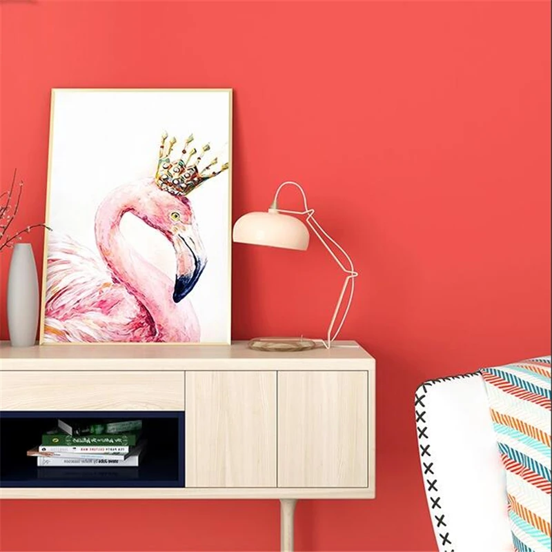 Wellyu Малиновые обои оранжевый красный гостиная спальня чистый цвет Современные