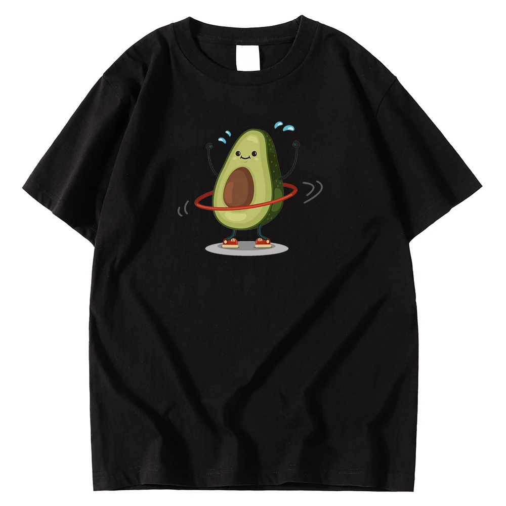 

Футболка мужская с забавным принтом фруктов и авокадо, дышащая мягкая рубашка с круглым вырезом, свободная одежда, большие размеры
