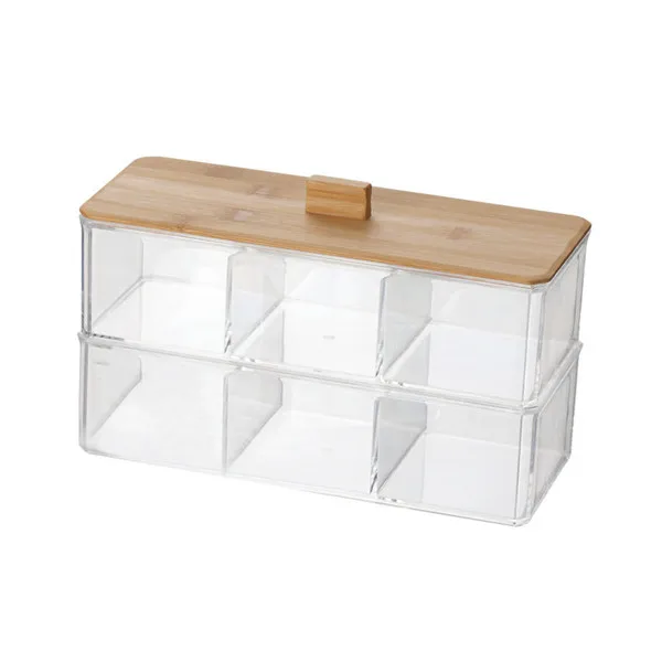 Makeup Organizer Box MSJO органайзер для макияжа, коробка для хранения косметики, ватные диски, тампон, Бамбуковая Крышка для женщин, для дома, ванной комнаты, органайзер, коробки для макияжа, корзина - Цвет: Makeup Organizer Box