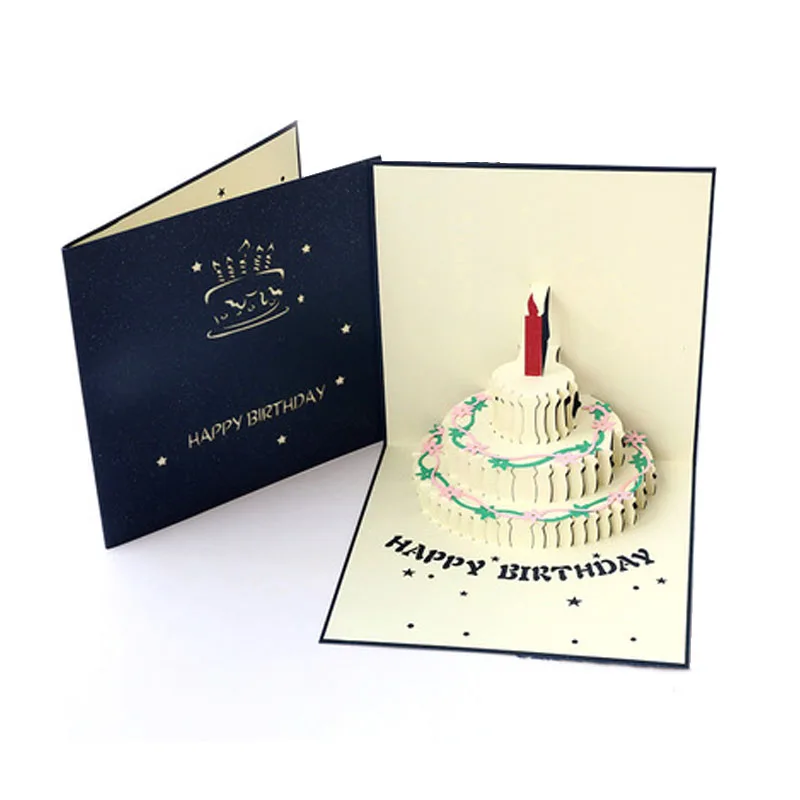 Пользовательская печать лазерной резки всплывающие поздравительные открытки