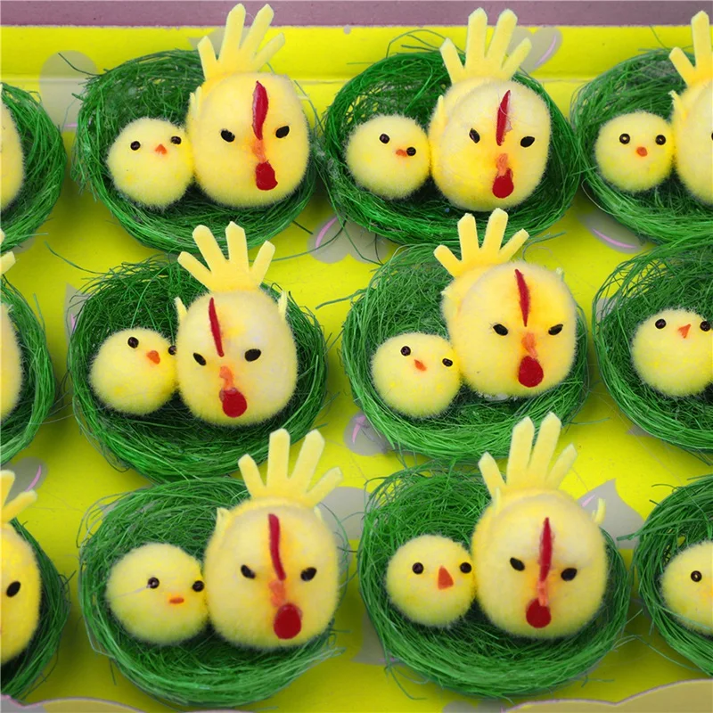 

12Pcs Simulation Easter Yellow Chick Mini Toys Plush Chicken Gift Home Decor Plush Chicken Toys for Kids