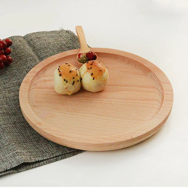 1 шт. японская деревянная круглая тарелка натуральные деревянные пирожные блюда