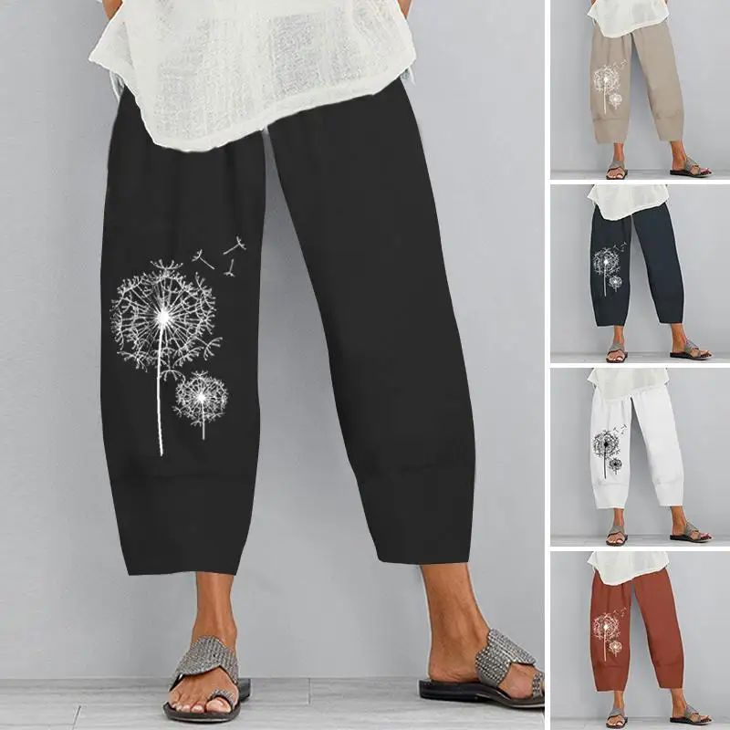 Брюки ZANZEA женские с принтом модные хлопковые шаровары повседневные брюки