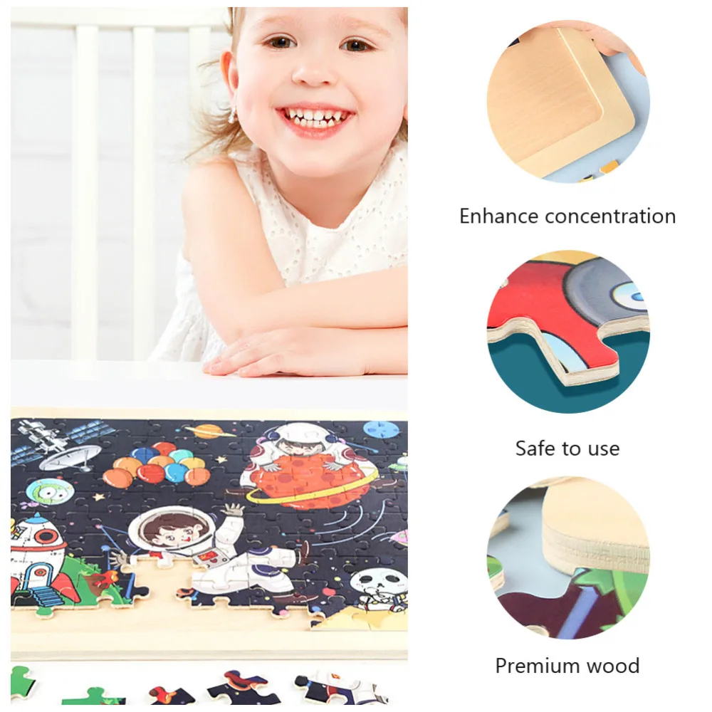 

Wooden Outer Space Puzzle Funny Jigsaw Puzzle Kids Educational