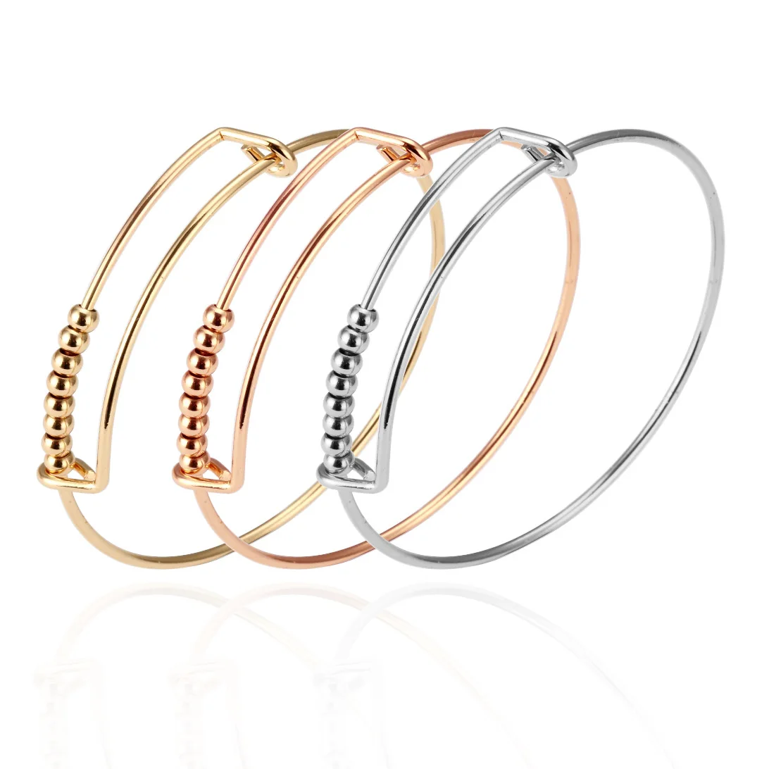 

3pcs/Lot Beads Bracelet & Bangle 100% Stainless Steel 1.5mm Thick Cuff Bracelets Fashion Jewelry Expandable Wire Cable Bangle