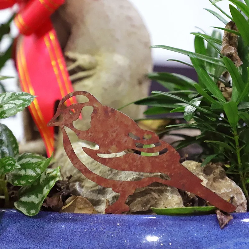 Ржавые металлические силуэты птиц декор для сада забора древесины Robin сталь