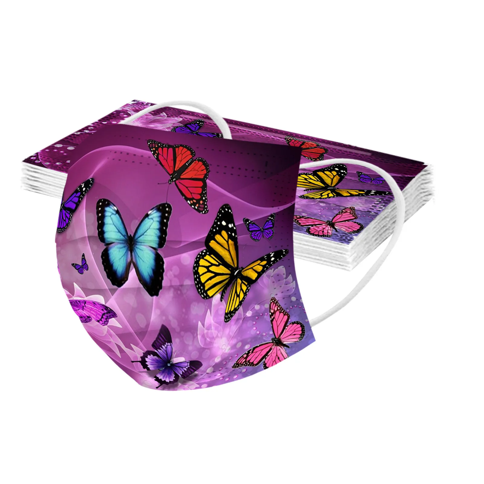 

10-100pcs Butterfly 3 Layer Disposable Mascarillas Adult Fashion Cartoon Printed Bandana Halloween