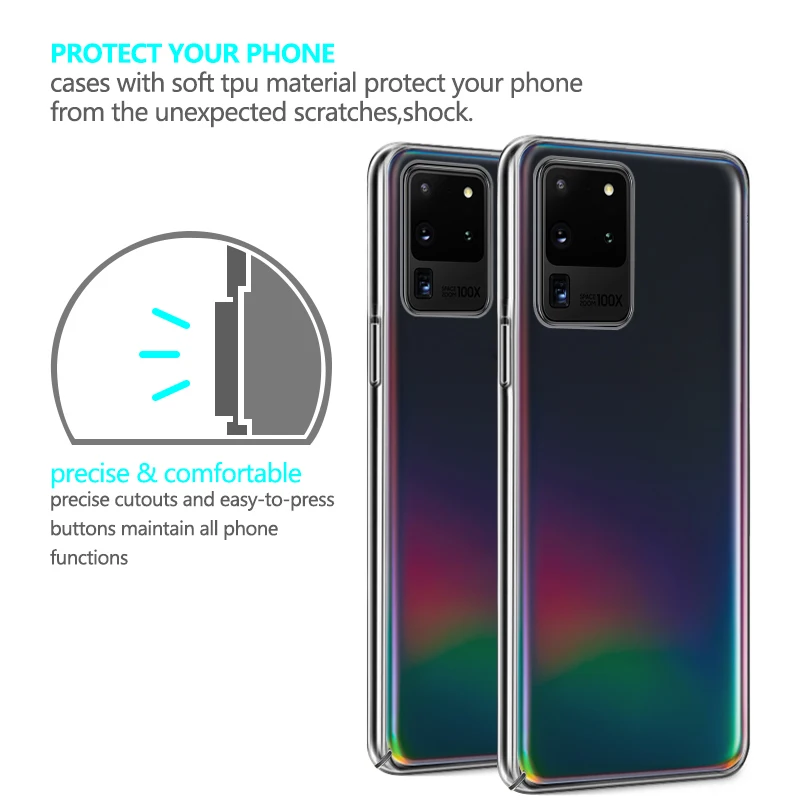 Прозрачный чехол для телефона Samsung A51 A71 S20 FE Plus Note 20 S21 Ultra S10 S9 S10E A50 A70 A72 A52 Жесткий ПК