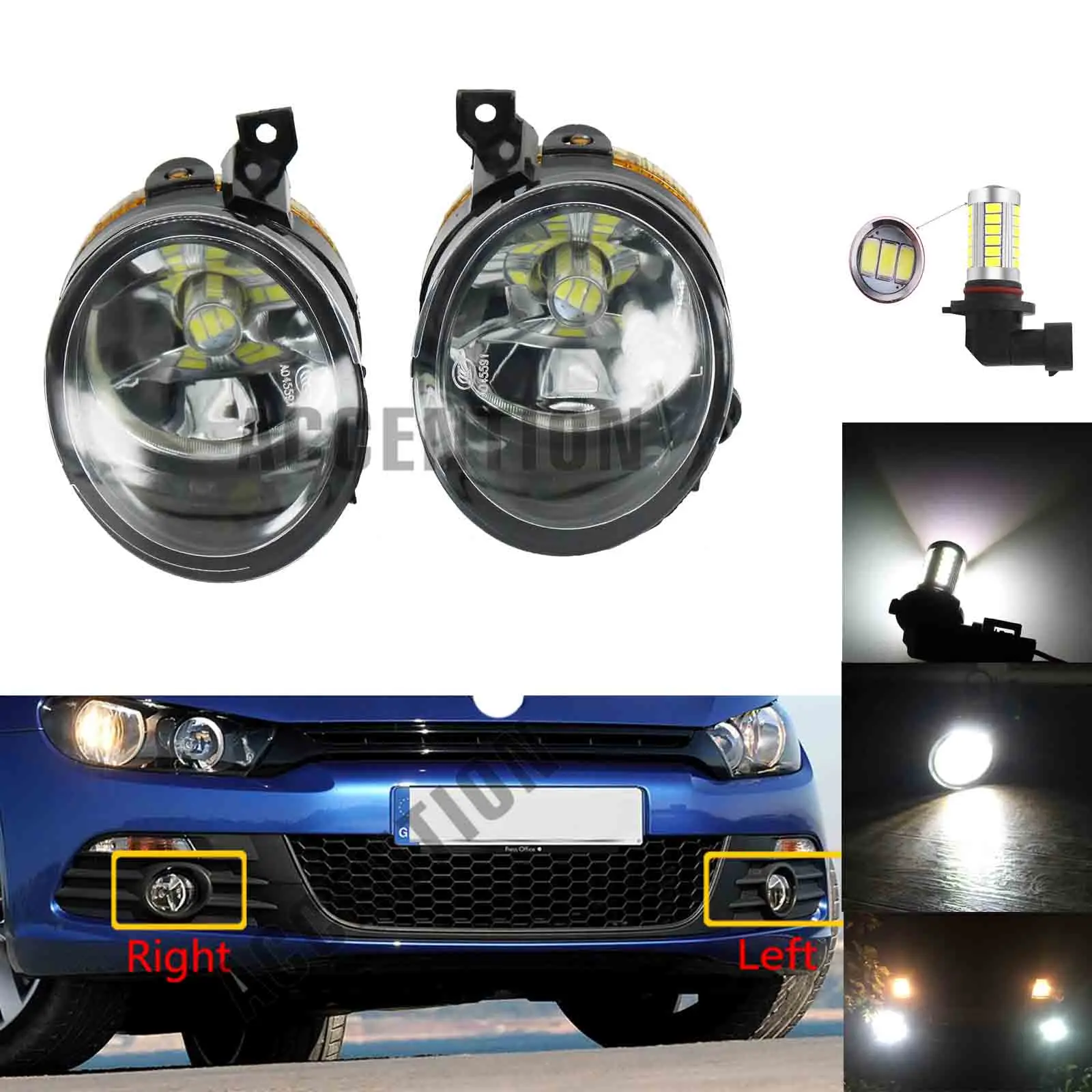 

For VW Scirocco 2009 2010 2011 2012 2013 2014 Front Bumper LED Fog Lamp Fog Light