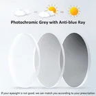Фотохромные серые линзы с защитой от голубого спектра Индекс 1,561,611,67 Асферические оптические линзы по рецепту очки для близорукости очки для дальнозоркости