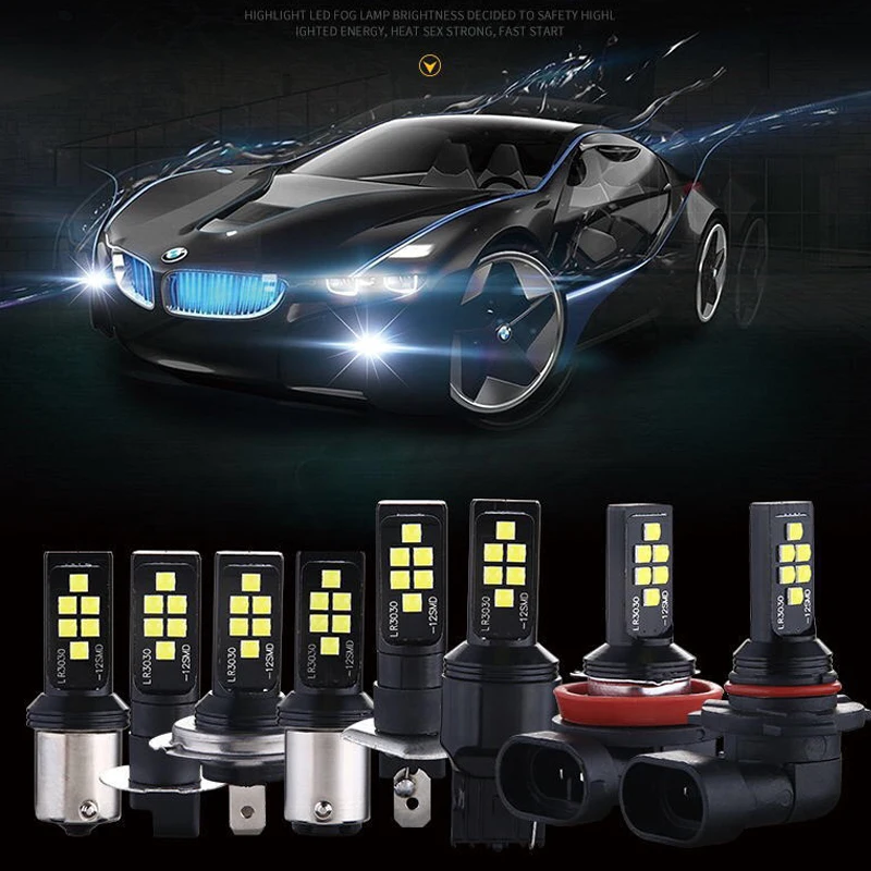 2 шт. H11 H8 H4 H1 H3 H7 9005 9006 3030 12SMD чипы туман светильник вождение автомобиля лампы авто светодиодный Canbus лампы дневные ходовые огни автомобиля, вождения, бега, 12V