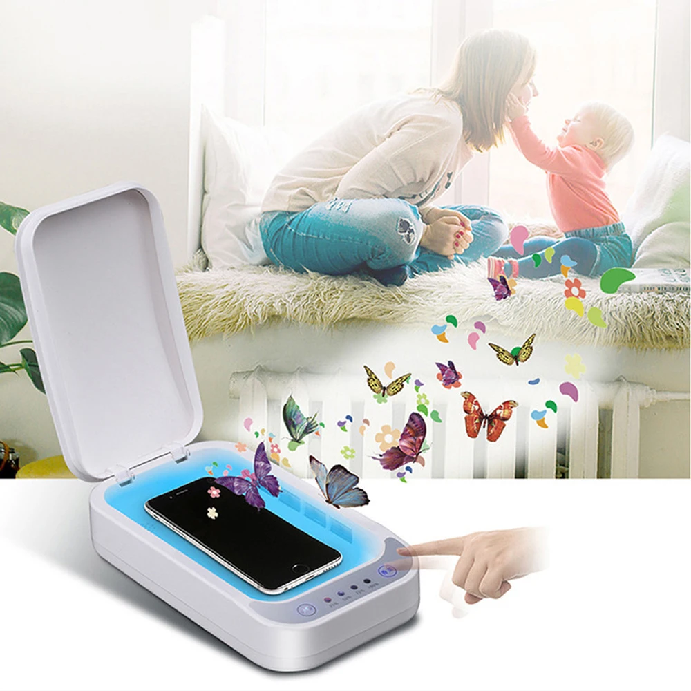 

UV Light Phone Sterilizer Box 10W Mobile Phone Wireless Charging Cleaner Sterilizer Face Masks Ultraviolet Disinfection Box