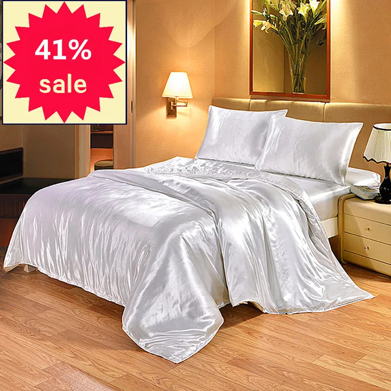 Сатиновый Шелковый комплект постельного белья роскошный пододеяльник и