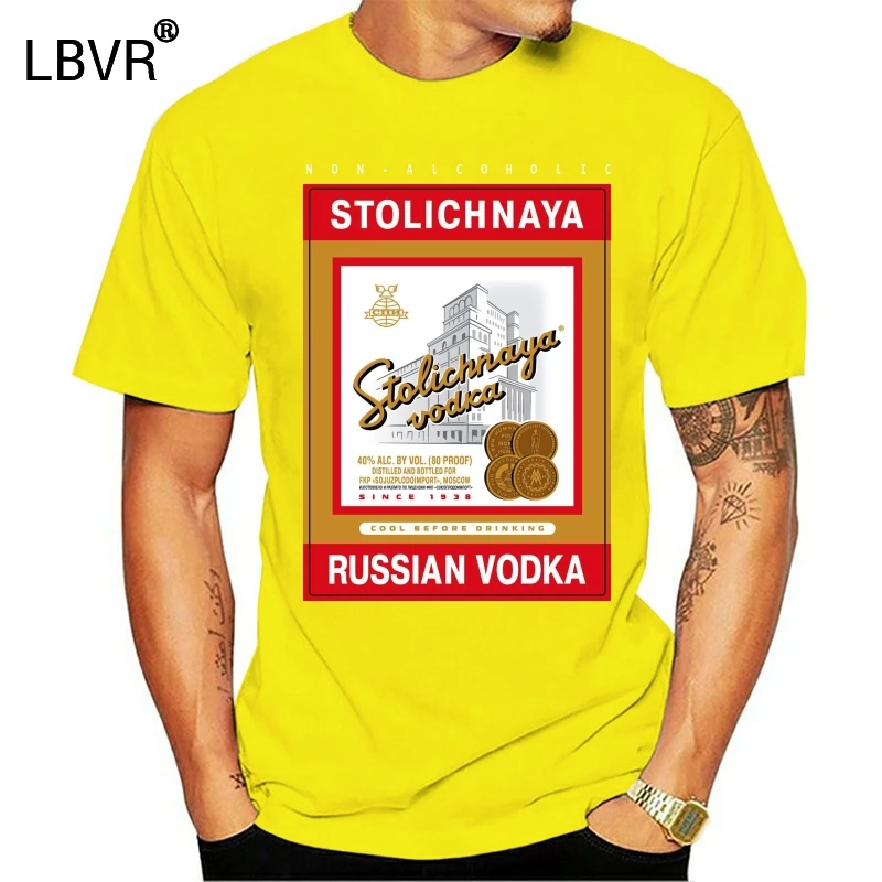 Футболка 2019 модная мужская столичная безалкогольная Русская водка печать на
