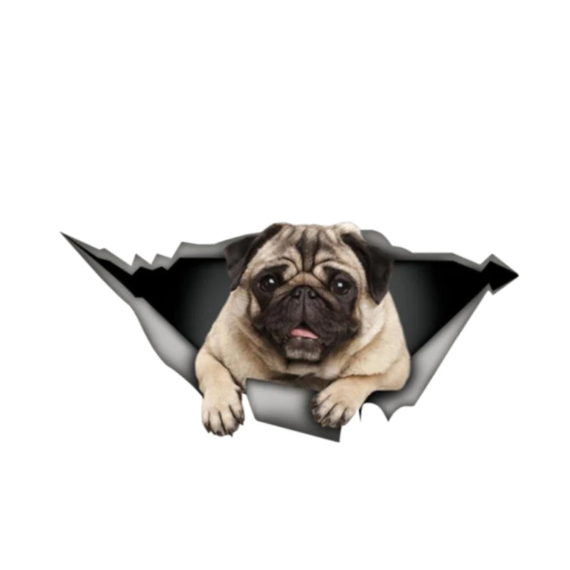 

Lifelike Car Sticker Pug 3D Pet Animal Accessories Car Window Cover Scratches Waterproof PVC KK 13cm X 6cm