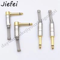 1pcs 14 6 35mm right angle straight connector mono audio jack plug professional plug king protection device with spring