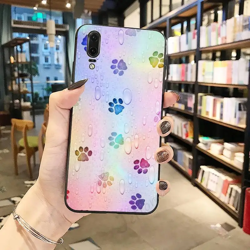 

dog footprint Paw pattern Phone Case For Huawei honor Mate P 10 20 30 40 Pro 10i 9 10 20 8 x Lite high quality Anti-fall capa