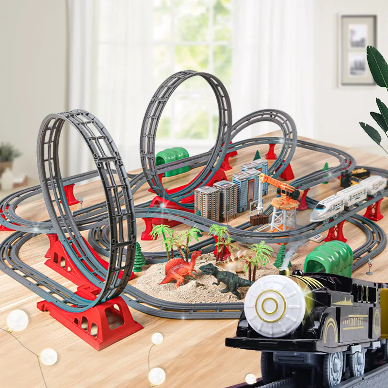 

Electric High Speed Railway Harmony Track Train Toy Children's Fun Scene Assembly Retro Steam Train Rail Model Track Toys Gift