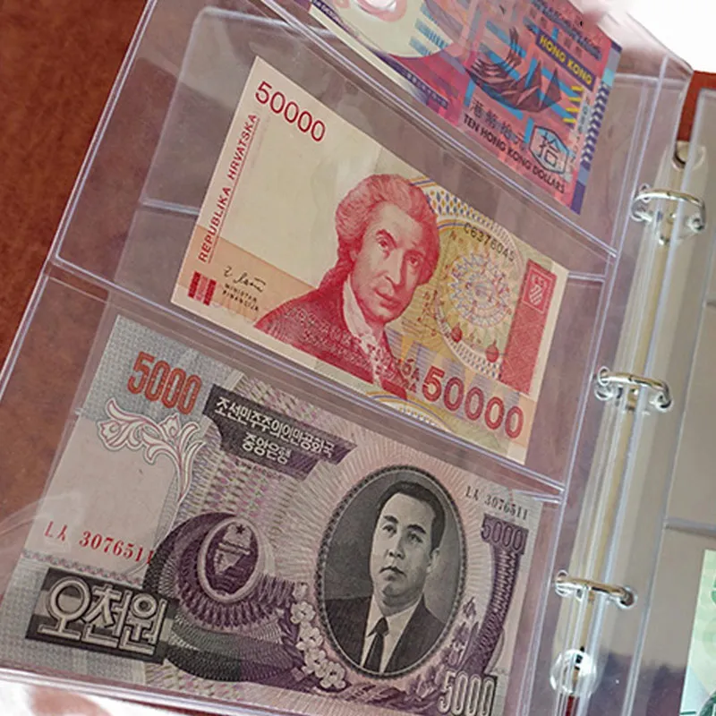 10 шт. бумажный альбом для денег держатель сбора страниц 3 слота защитный лист