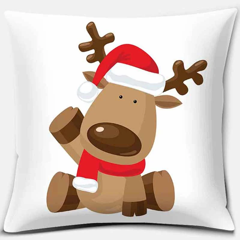 

Cartoon Christmas Elk Print Square Pillow Case Home Decoration Car Sofa Cushion Cover(45cm * 45cm)