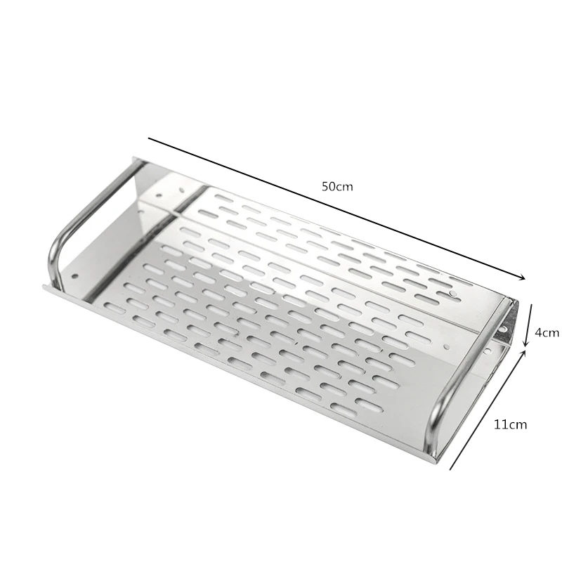 

Stainless Steel Kitchen/Bathroom Shelf Wall-mounted Storage Rack Single Layer 30/40/50cm Bathroom Accessories