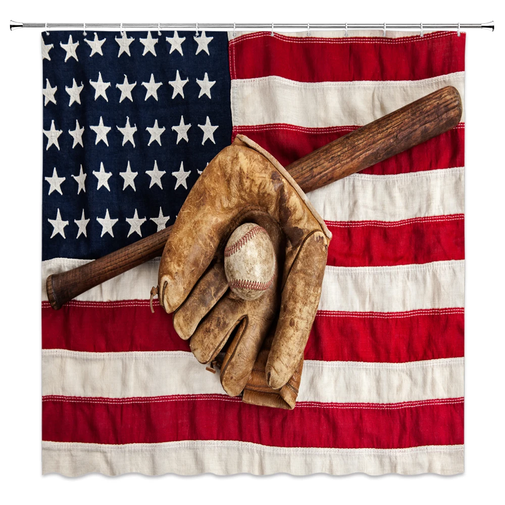 USA Football Sports Print Waterproof Motion Shower Curtain Polyester Fabric Bath Home Bathroom with 12 Hooks Curtains | Дом и сад