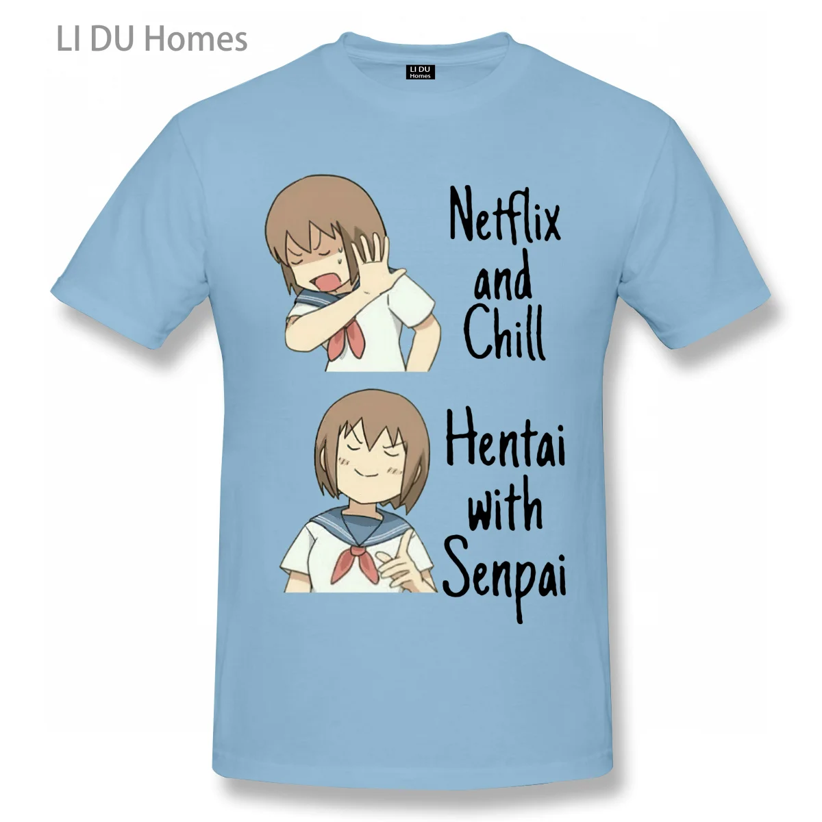 Camiseta de Anime para hombre y mujer, Camisa de algodón de alta calidad, de manga corta, de Anime, Netflix y Chill Hentai con Senpai, regalo