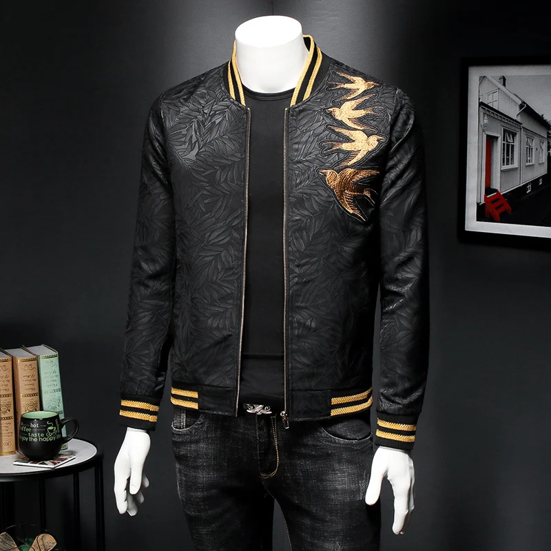 Jaqueta Masculina Новое весеннее вышитое длинное платье с принтом куртка для мужчин Slim Fit