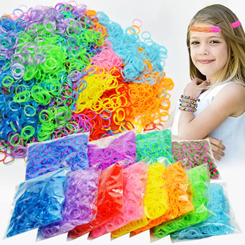 

1800pcs Rubber Loom Bands Diy Toys For Kids Lacing Bracelets Girls Gift Hair Rubber Bands Refill Make Woven Bracelet