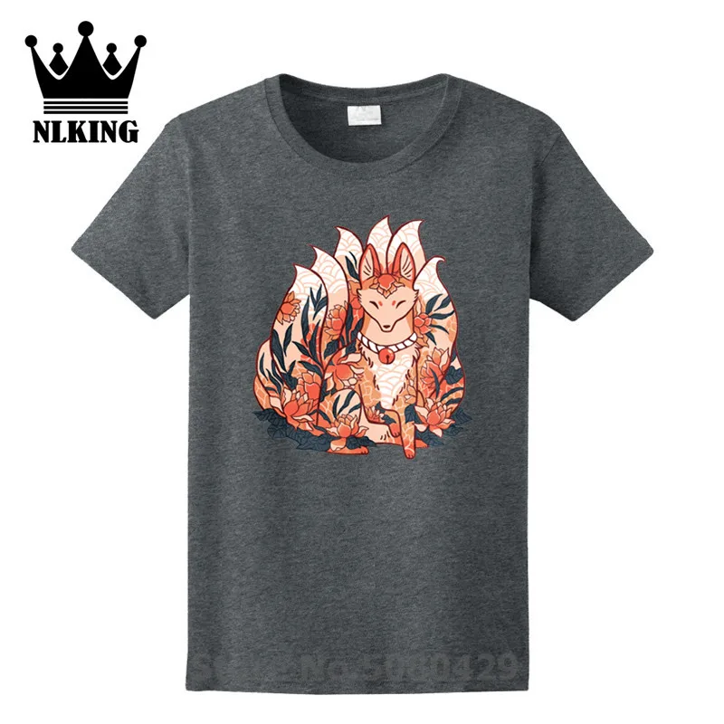 Kitsune Spirit Fox цветная футболка с аниме Лес суши забавная стильная футболки рукавами