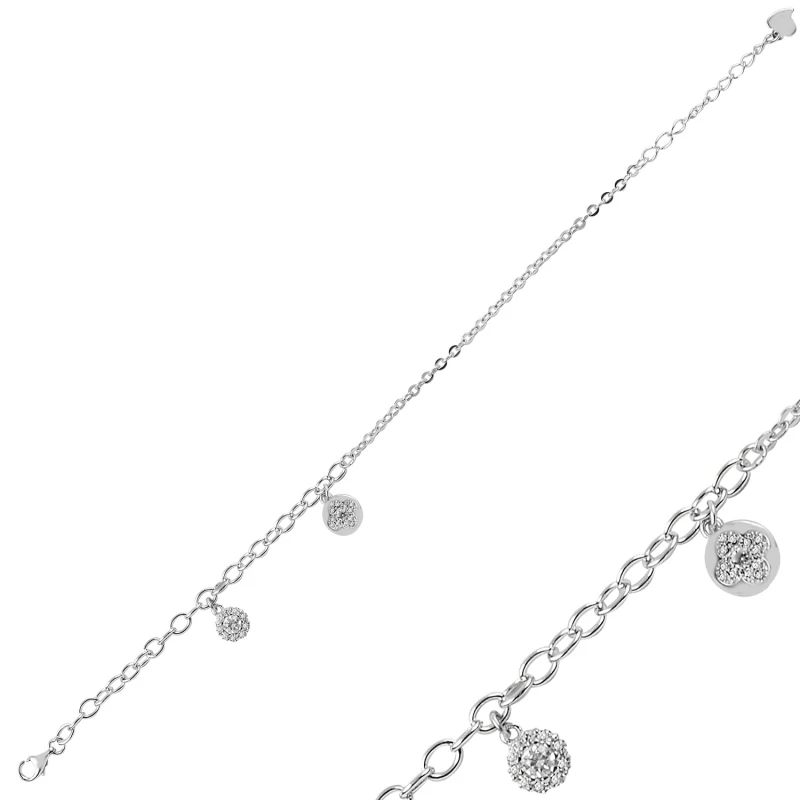 

Серебряный циркониевый камень Silverlina, висячий браслет с клевером