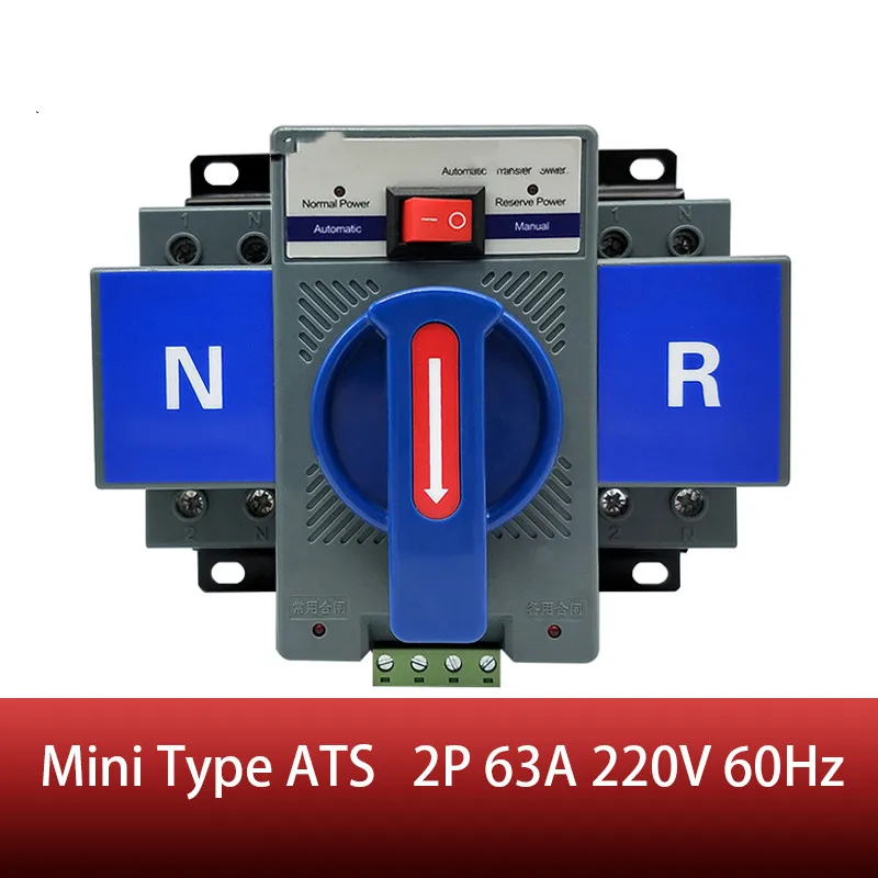 Переключатель ATS 2P 63A 230V MCB Dual Power Solar автоматический переключатель Номинальная
