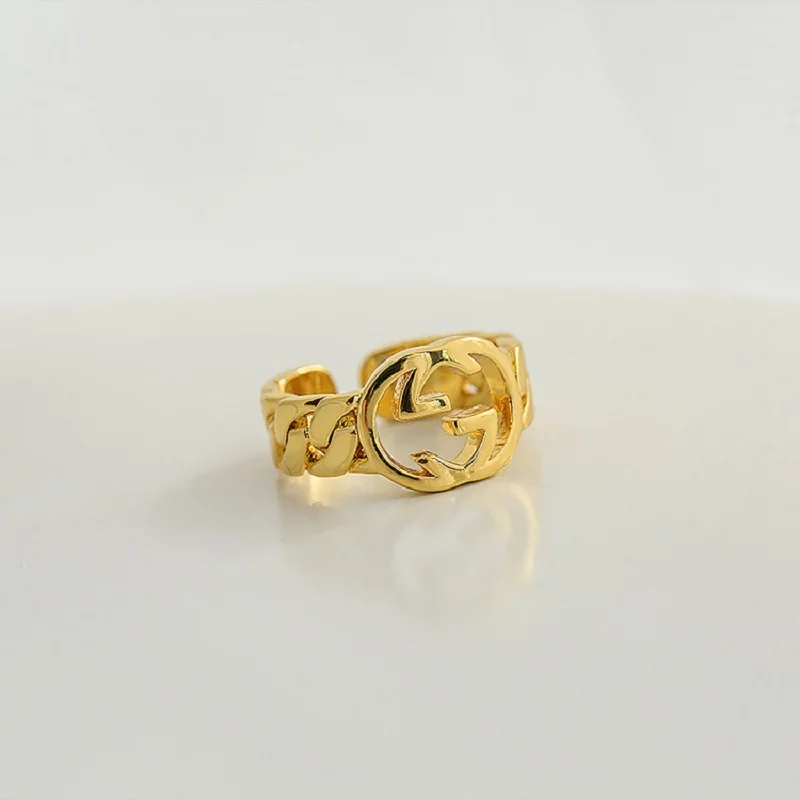 

Gold pigment ring simple ring female wild fashion open ring net red ring Korean version of cold wind temperament jewelry