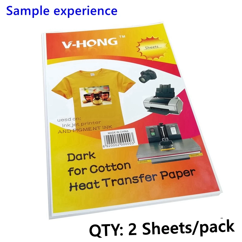 dark 2sheets 8,3x11,7 дюймов футболка Керамика не Чистый хлопок сублимационная бумага V-HONG бренд темный и цветной светильник текстиль теплопередача бумага - Цвет: dark 2sheets