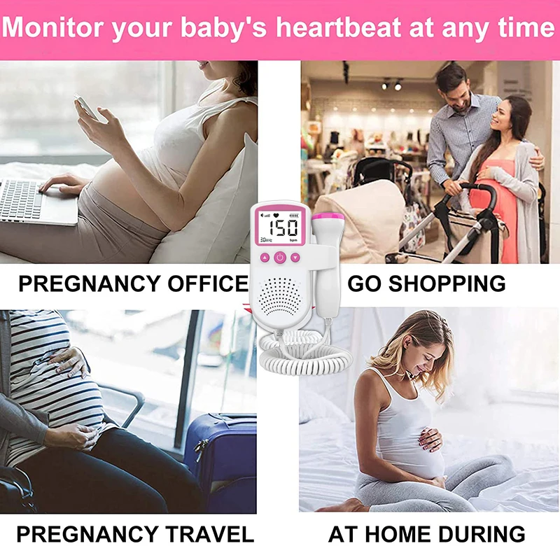 Фетальный допплер без излучения 3 МГц зонд монитор сердечного ритма Подсветка