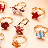 pretend play adjustable rings cartoon child decorating ring beauty cartoon children decorating rings mix match colors kids gift
