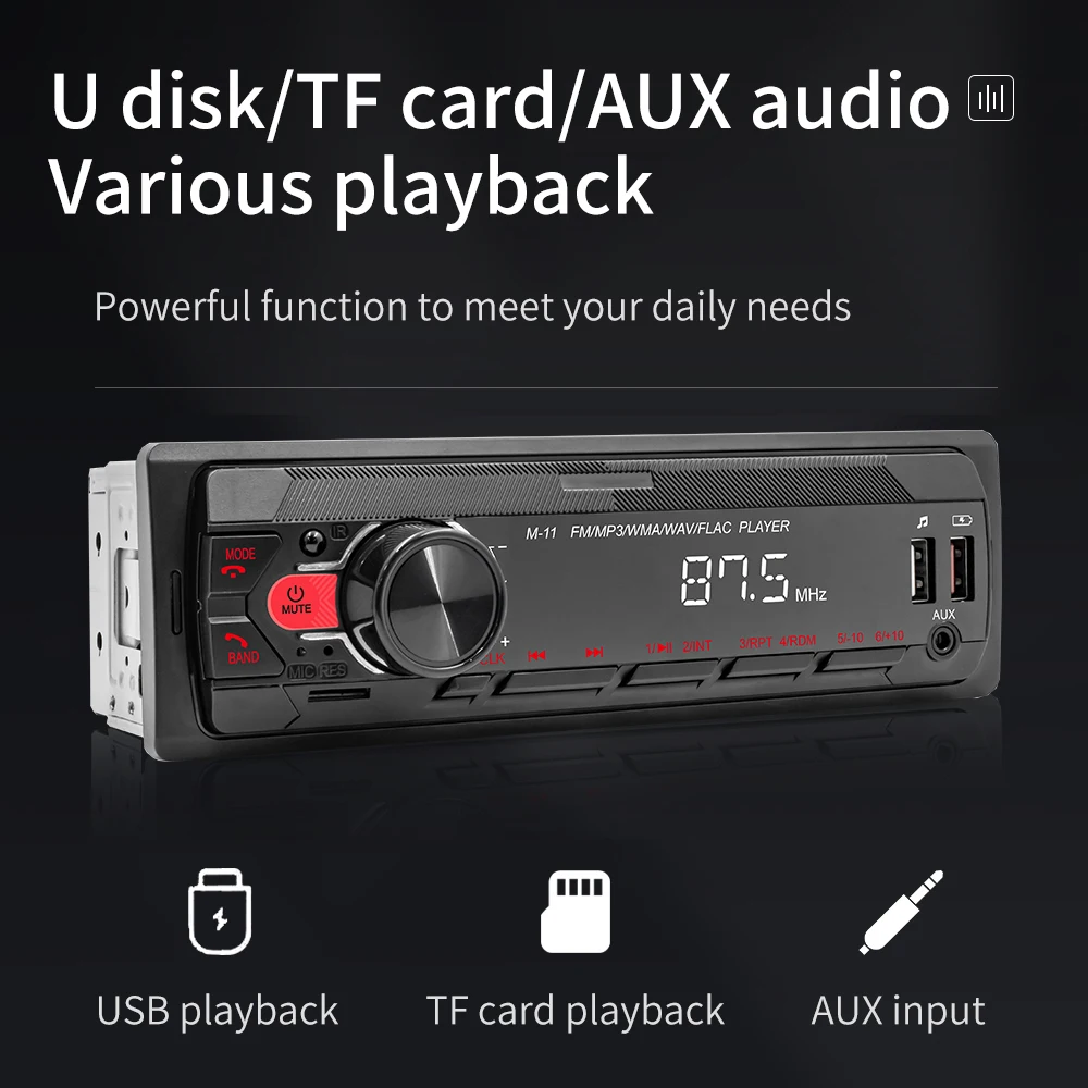 Автомагнитола Geartronics 1 DIN стереопроигрыватель с Bluetooth 5 0 AUX-входом FM-радио цифровой