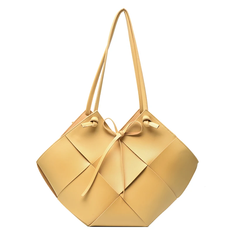 

2 Pds/set High Capacity Weave Design PU Leather Totes for Women 2021 Branded Fashion Crossbody Shoulder Handbags and Purses