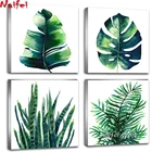 Алмазная вышивка, натуральная алмазная живопись, полноразмерная Алмазная мозаика, зеленые листья, искусство на стене, растения, Пальмовые Листья, картины, полный дисплей