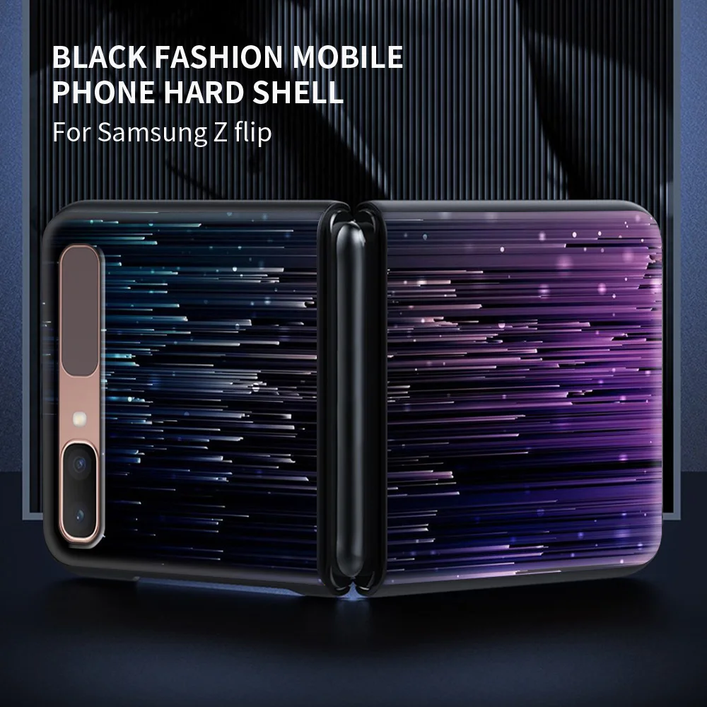 

for Samsung Galaxy Z Flip Mobile Phone Shell Z Flip 5G Folding Protective Case Luxury Black Coque Shell Rain Leaves Love